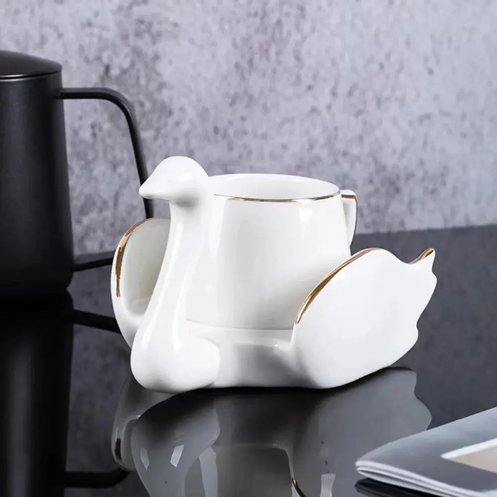 Swan Luxury Porcelain Coffee Cup and Saucer Set - 110ml - Julia M LifeStyles