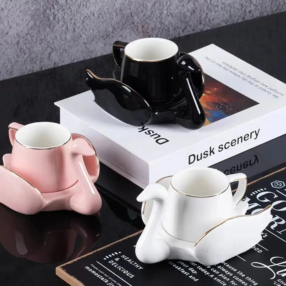 Swan Luxury Porcelain Coffee Cup and Saucer Set - 110ml - Julia M LifeStyles