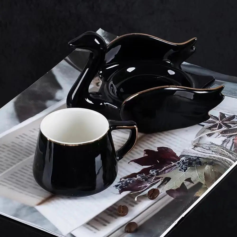 Swan Luxury Porcelain Coffee Cup and Saucer Set - 110ml - Julia M LifeStyles