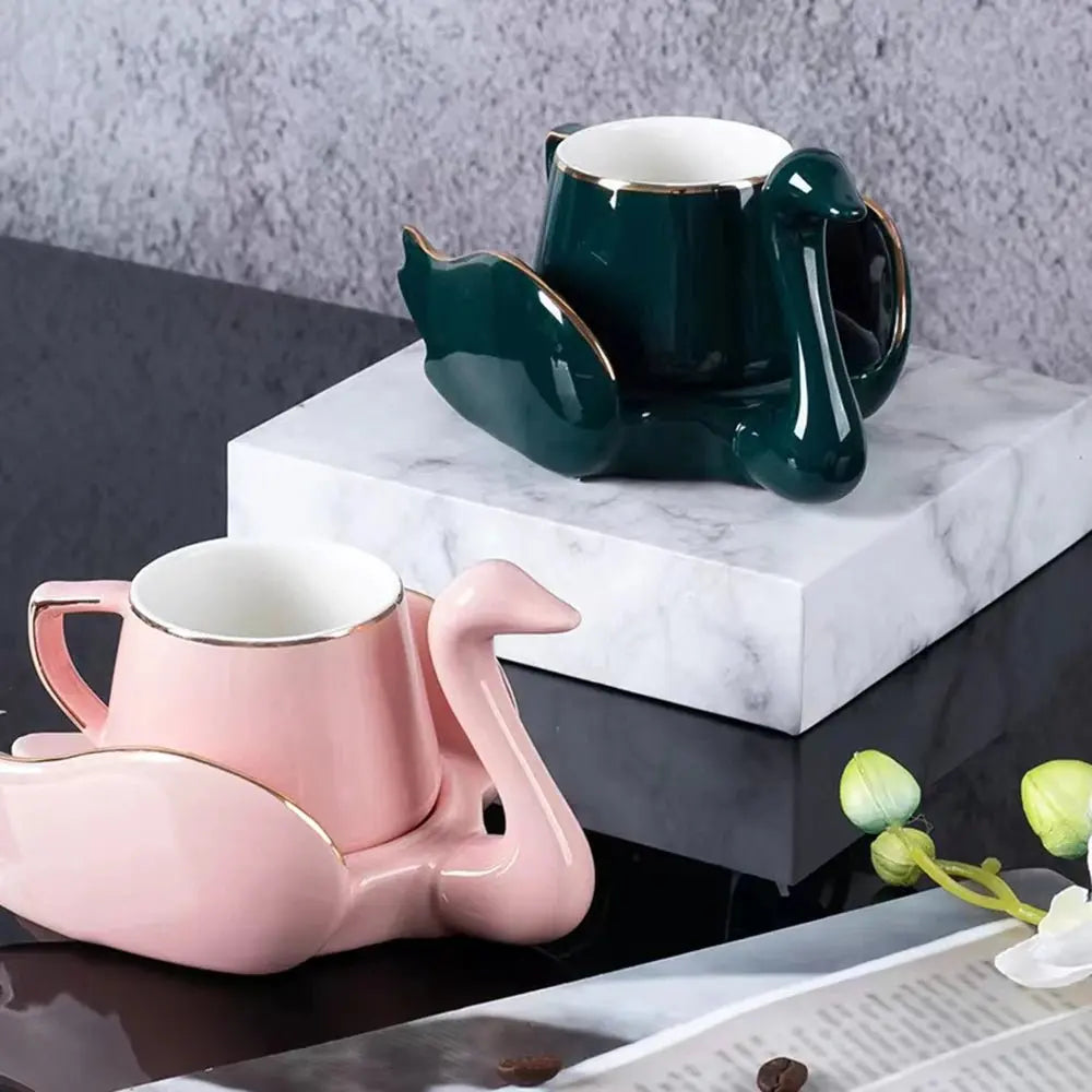 Swan Luxury Porcelain Coffee Cup and Saucer Set - 110ml - Julia M LifeStyles