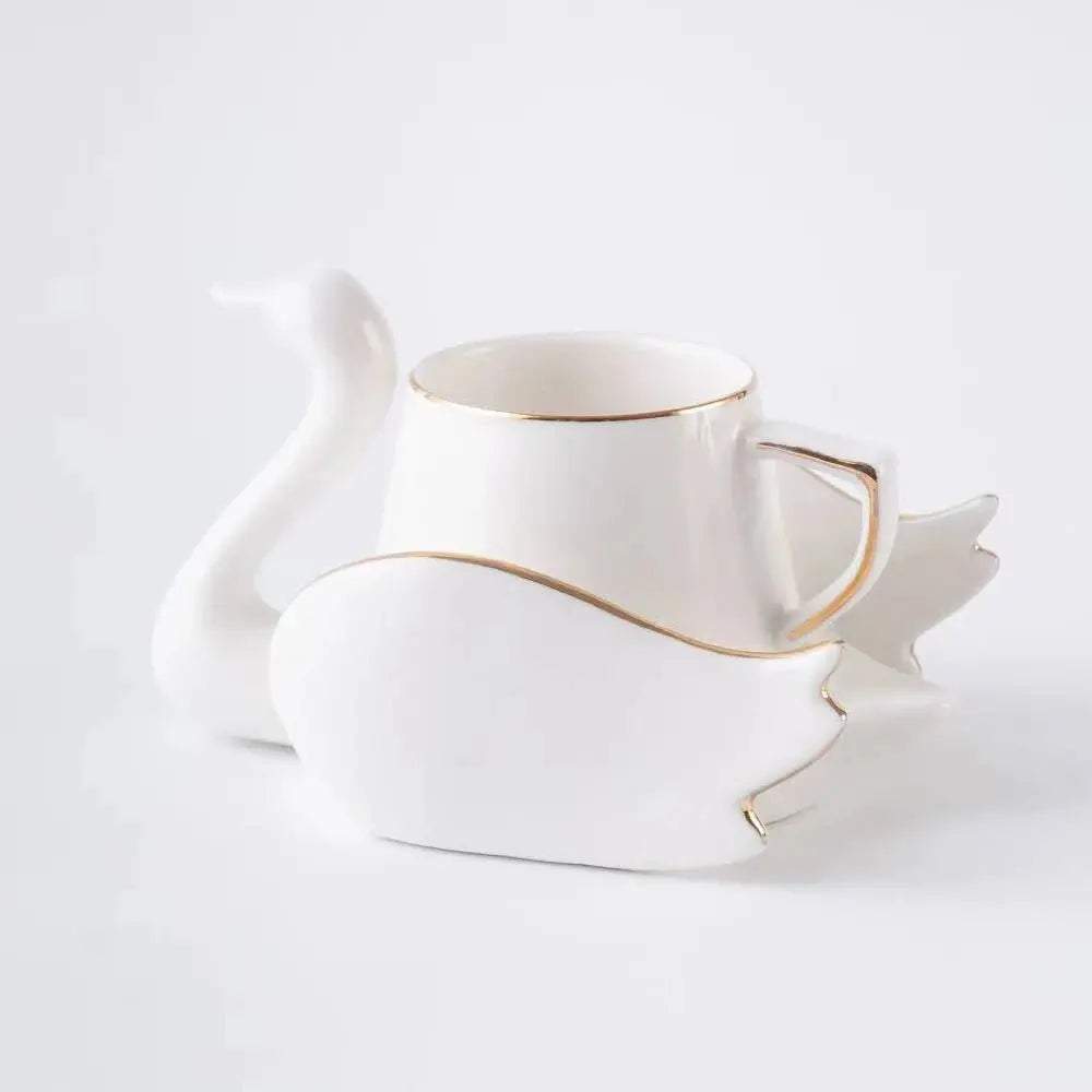 Swan Luxury Porcelain Coffee Cup and Saucer Set - 110ml - Julia M LifeStyles