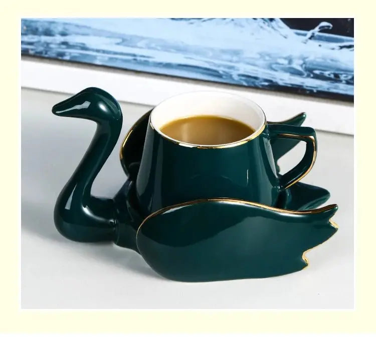 Swan Luxury Porcelain Coffee Cup and Saucer Set - 110ml - Julia M LifeStyles