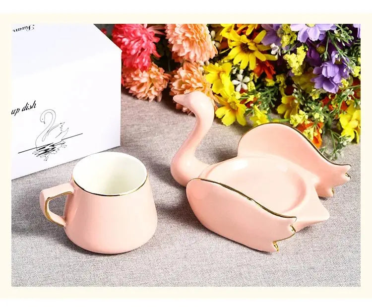 Swan Luxury Porcelain Coffee Cup and Saucer Set - 110ml - Julia M LifeStyles