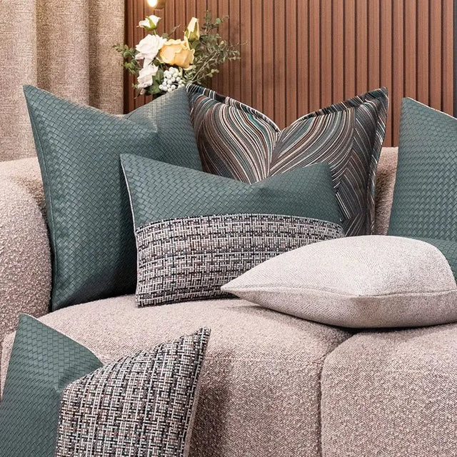 Modern Minimalist Sofa Cushion Patchwork Affordable Luxury Style Fancy Living Room Waist Pillow Bed Head Backrest Cushion with Core - Julia M LifeStyles