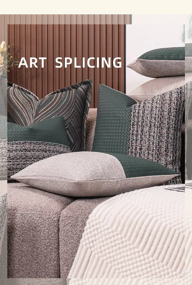 Modern Minimalist Sofa Cushion Patchwork Affordable Luxury Style Fancy Living Room Waist Pillow Bed Head Backrest Cushion with Core - Julia M LifeStyles