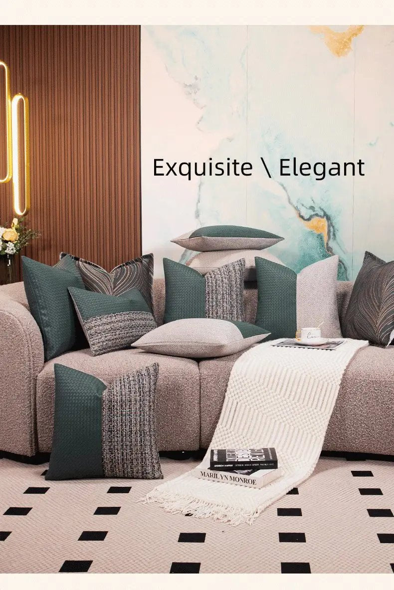 Modern Minimalist Sofa Cushion Patchwork Affordable Luxury Style Fancy Living Room Waist Pillow Bed Head Backrest Cushion with Core - Julia M LifeStyles