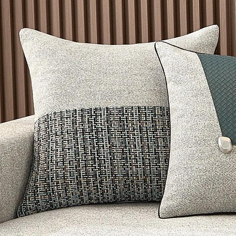 Modern Minimalist Sofa Cushion Patchwork Affordable Luxury Style Fancy Living Room Waist Pillow Bed Head Backrest Cushion with Core - Julia M LifeStyles