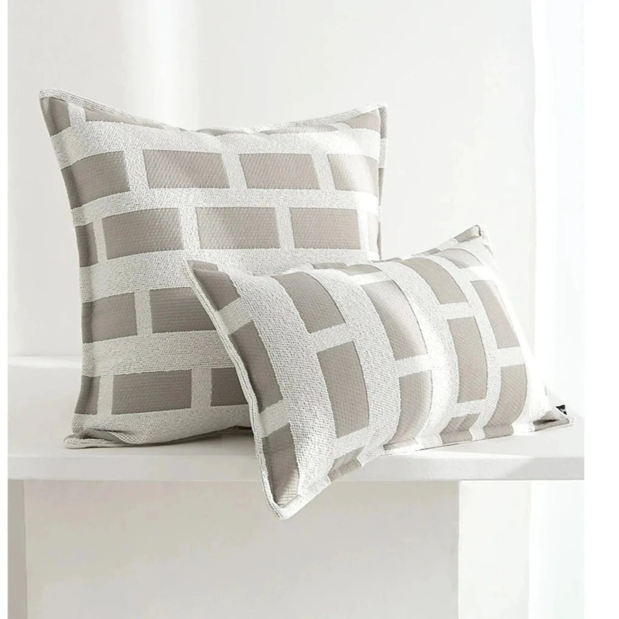 Modern Minimalist Gray Geometric Jacquard Pillow Cover - Julia M LifeStyles