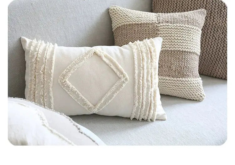 Original Modern Minimalist Natural Style Sofa Bedroom Cotton Geometric Cushion Cushion Square Pillow Back Pillow Case - Julia M LifeStyles
