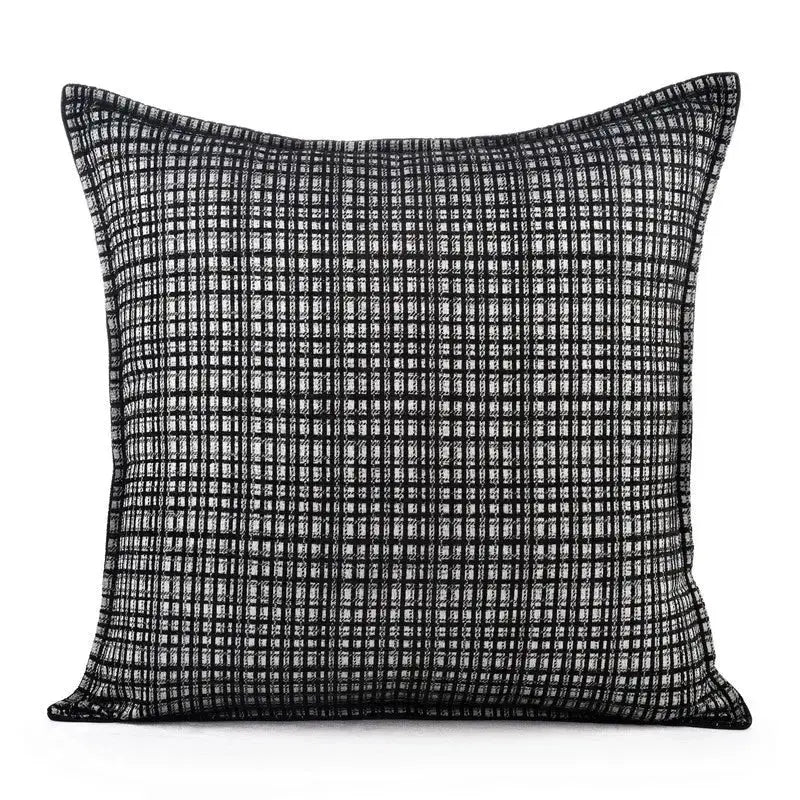 Model Room Pillow Korean Style Square Pillow Black and White Plaid Striped Woolen Cushion Soft House Sofa Bay Window Pillow - Julia M LifeStyles