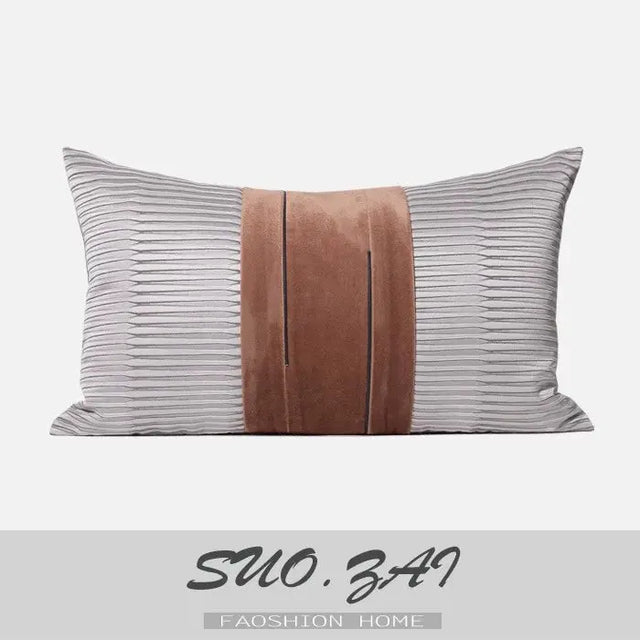 Modern Light Luxury Gray Brick Red Color Contrast Patchwork Cushion/Model House Sales Office House Couch Pillow - Julia M LifeStyles