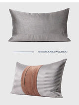 Modern Light Luxury Gray Brick Red Color Contrast Patchwork Cushion/Model House Sales Office House Couch Pillow - Julia M LifeStyles