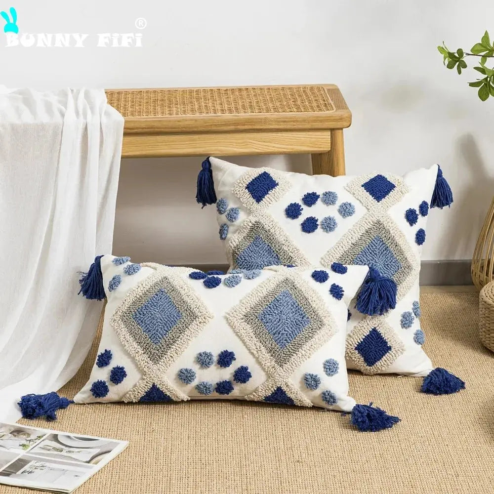 Tassel 1pc double diamond shaped plush pillowcase with waist pillowcase 30x50cm 45x45cm Bohemian style suitable for home decor - Julia M LifeStyles