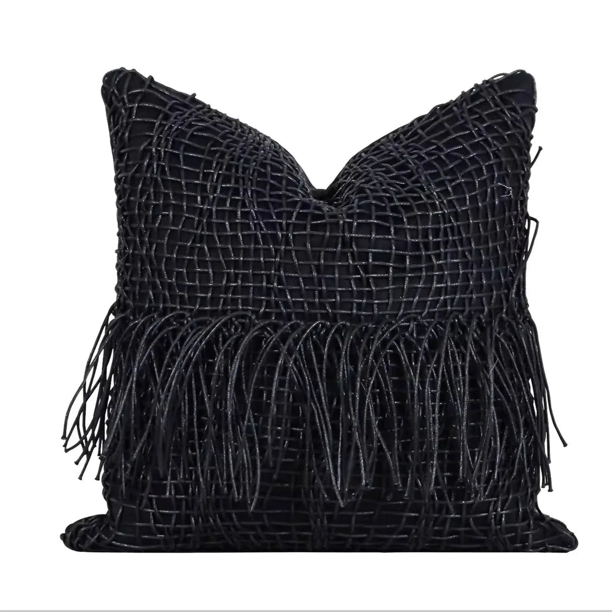 Modern Light Luxury Black and Gray Abstract Tassel Patchwork Minimalist Sofa Living Room Home Pillow Bedside Cushion Pillowcase - Julia M LifeStyles