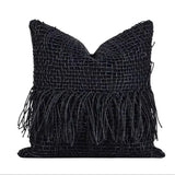 Modern Light Luxury Black and Gray Abstract Tassel Patchwork Minimalist Sofa Living Room Home Pillow Bedside Cushion Pillowcase - Julia M LifeStyles