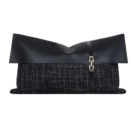 Modern Light Luxury Black and Gray Abstract Tassel Patchwork Minimalist Sofa Living Room Home Pillow Bedside Cushion Pillowcase - Julia M LifeStyles