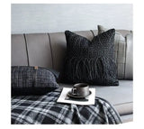 Modern Light Luxury Black and Gray Abstract Tassel Patchwork Minimalist Sofa Living Room Home Pillow Bedside Cushion Pillowcase - Julia M LifeStyles