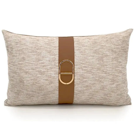 Modern Coffee Colour Cushion Cover with Gold Buckle - Julia M LifeStyles