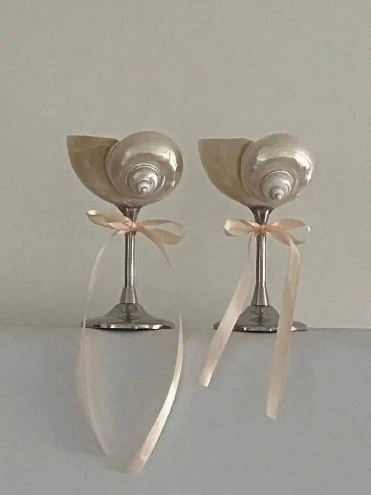 Vintage Shell & Metal Champagne Glasses Set - Julia M LifeStyles