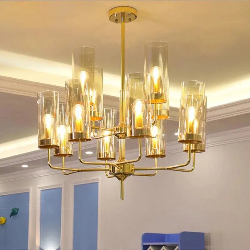 Modern Luxury Glass Chandelier with 6-15 Heads in Blue/Cognac - Julia M LifeStyles