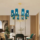 Modern Luxury Glass Chandelier with 6-15 Heads in Blue/Cognac - Julia M LifeStyles