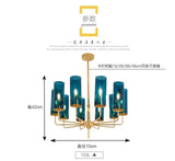 Modern Luxury Glass Chandelier with 6-15 Heads in Blue/Cognac - Julia M LifeStyles