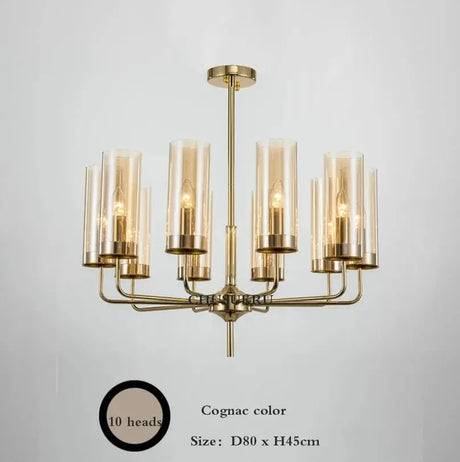 Modern Luxury Glass Chandelier with 6-15 Heads in Blue/Cognac - Julia M LifeStyles