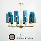 Modern Luxury Glass Chandelier with 6-15 Heads in Blue/Cognac - Julia M LifeStyles