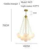Modern Frosted Glass Ball Ceiling Chandelier Black Gold Pendant Lights 19/37 Glass Hanging Lamp for Dining Living Room - Julia M LifeStyles