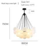 Modern Frosted Glass Ball Ceiling Chandelier Black Gold Pendant Lights 19/37 Glass Hanging Lamp for Dining Living Room - Julia M LifeStyles