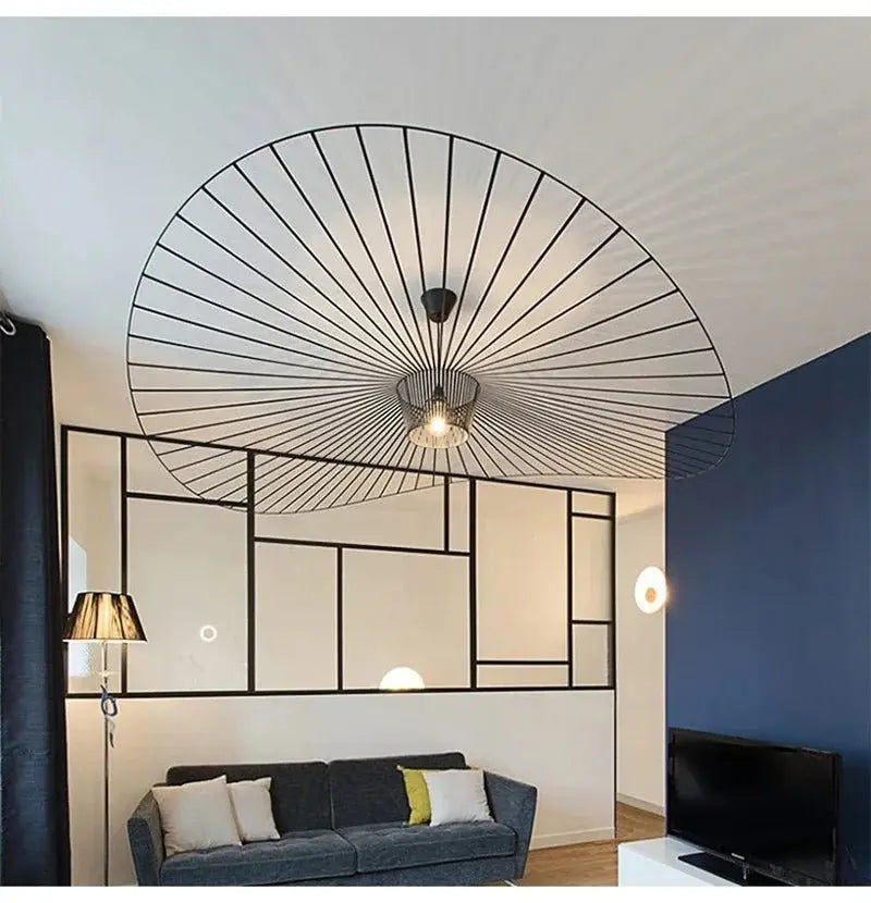 Modern French Designer Straw Hat Chandelier with LED Lighting - Julia M LifeStyles