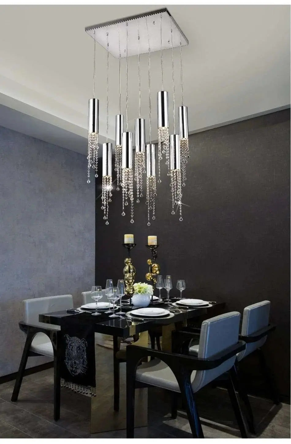 Modern Chrome Crystal Ceiling Chandelier - Julia M LifeStyles