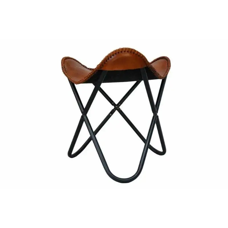 Vintage Leather Butterfly Folding Stool - Julia M LifeStyles