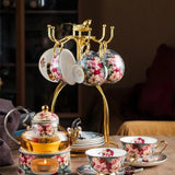 Retro Rose Euro Bone China Tea Cup & Saucer Set with Heart Plate - Julia M LifeStyles