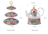 Retro Rose Euro Bone China Tea Cup & Saucer Set with Heart Plate - Julia M LifeStyles