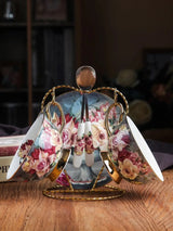 Retro Rose Euro Bone China Tea Cup & Saucer Set with Heart Plate - Julia M LifeStyles