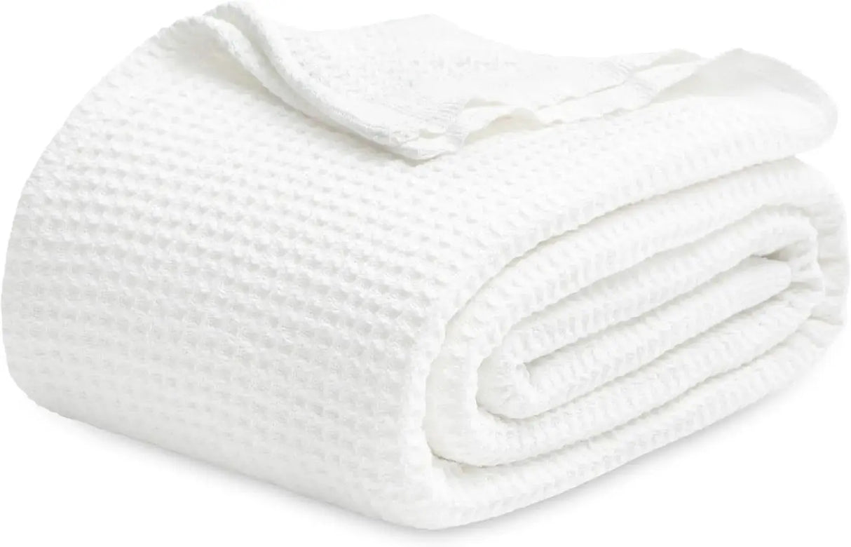 Bedsure 100% Cotton Waffle Weave Lightweight Blanket - Julia M LifeStyles