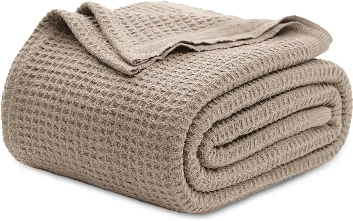 Bedsure 100% Cotton Waffle Weave Lightweight Blanket - Julia M LifeStyles