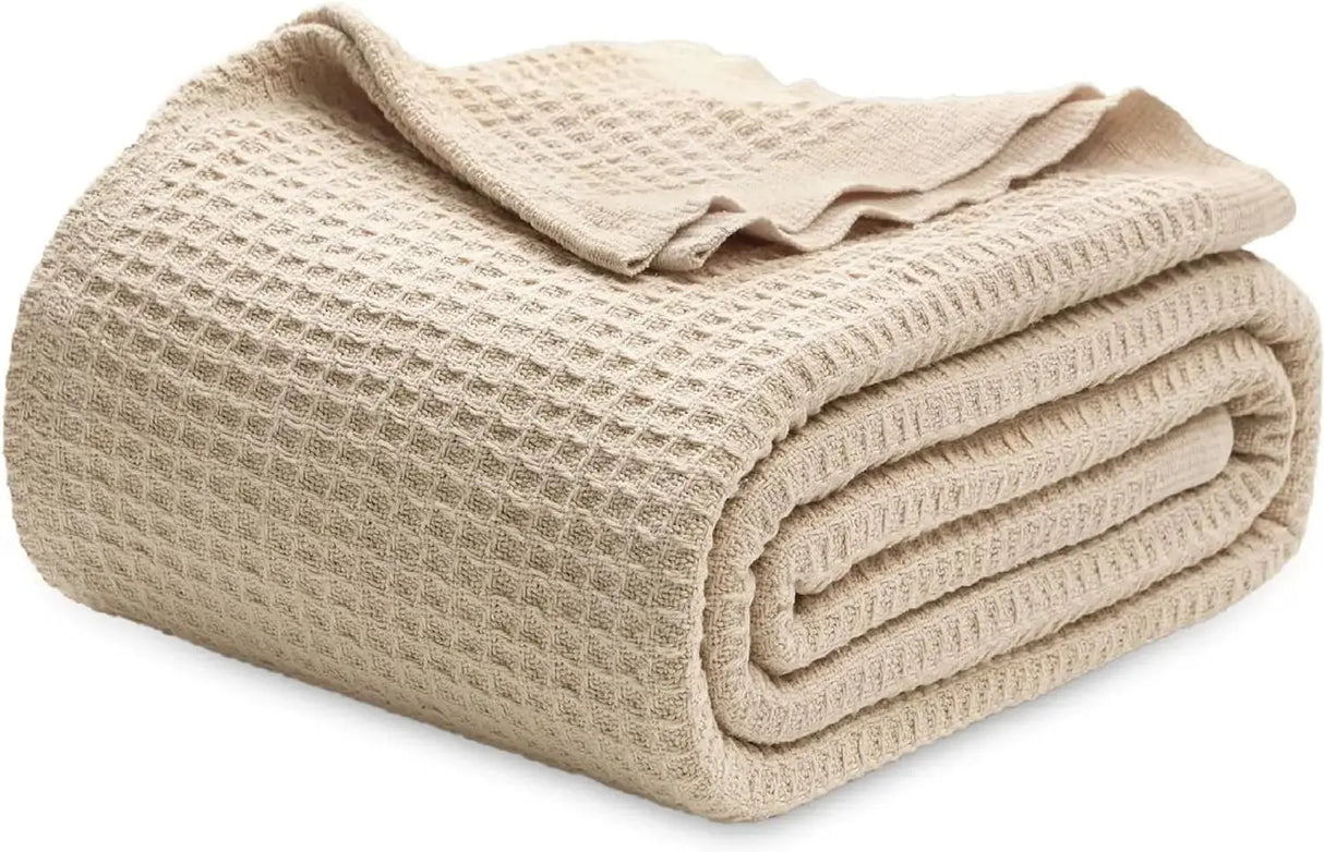 Bedsure 100% Cotton Waffle Weave Lightweight Blanket - Julia M LifeStyles