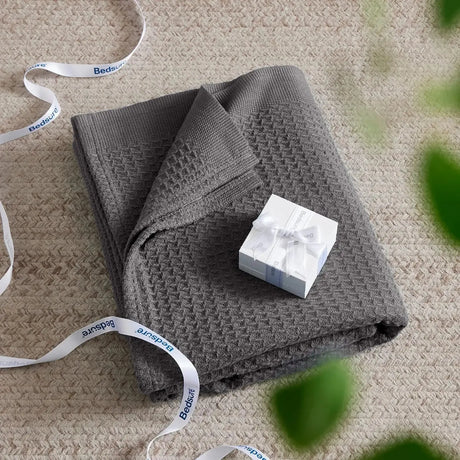 Bedsure 100% Cotton Waffle Weave Lightweight Blanket - Julia M LifeStyles
