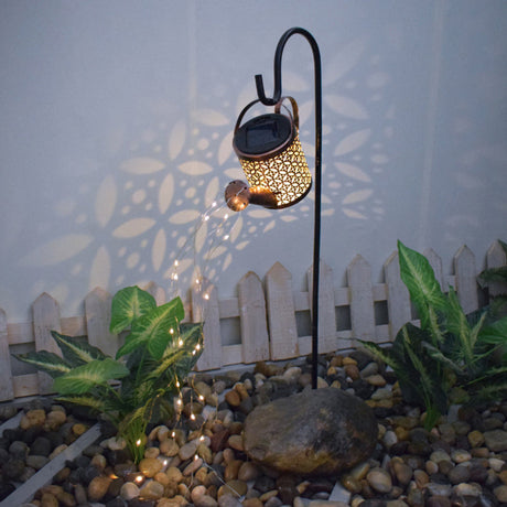Elegant Solar Wrought Iron Kettle Projection Lamp for Outdoor Décor Julia M Home & Kitchen