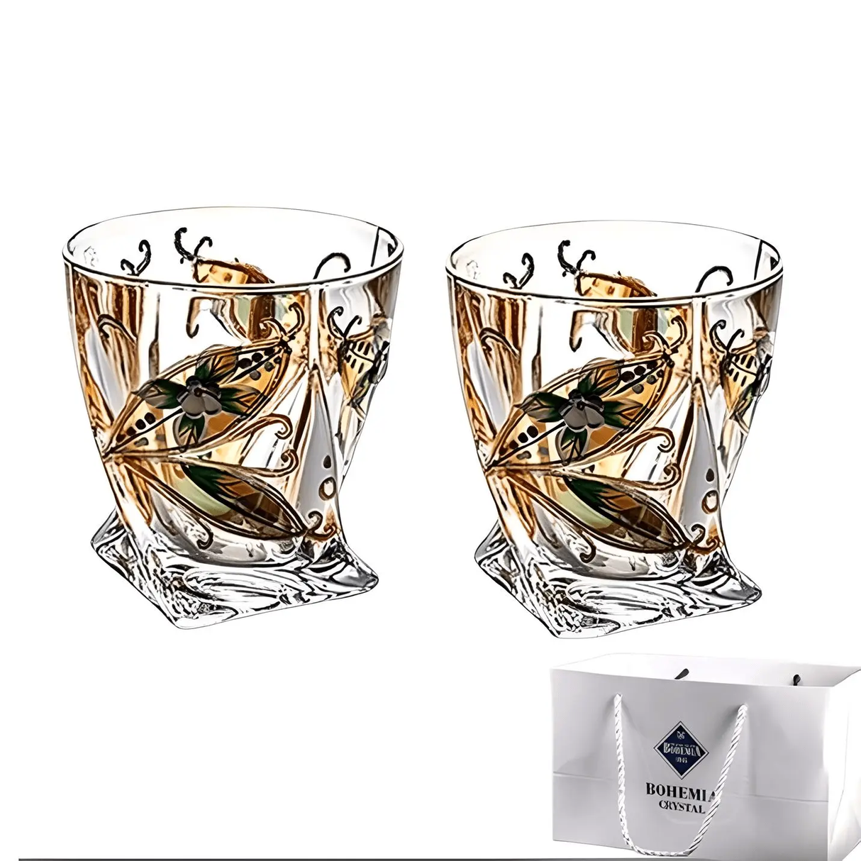 Bohemia Crystal Glass Whiskey & Wine Set - 401ML to 500ML - Julia M LifeStyles