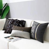Accessible Luxury Wind Black Geometric Fox Fur Pillow Cover - Julia M LifeStyles