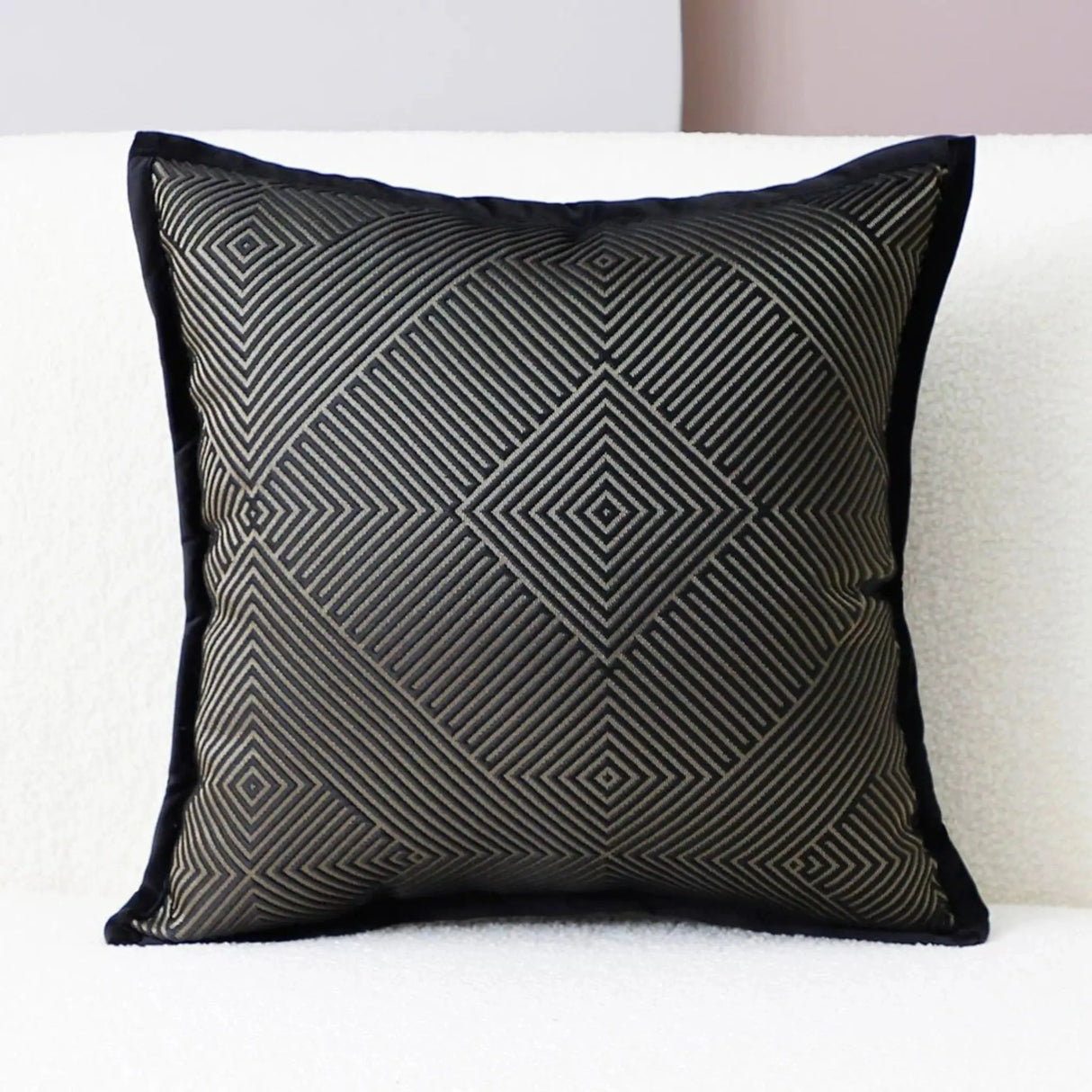 Accessible Luxury Wind Black Geometric Fox Fur Pillow Cover - Julia M LifeStyles