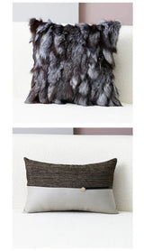 Accessible Luxury Wind Black Geometric Fox Fur Pillow Cover - Julia M LifeStyles