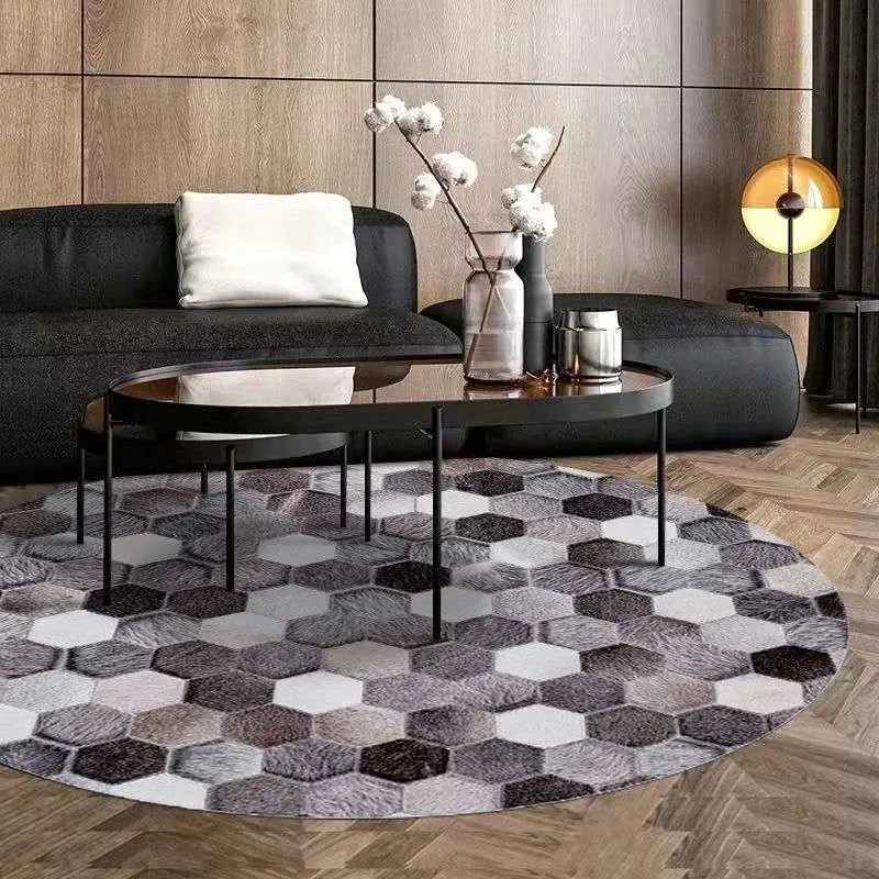 Geometric Pattern Round Carpet - Anti-Slip & Machine Washable - Julia M LifeStyles