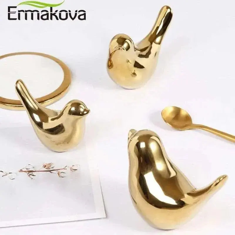 Bird Figurine 4 Sizes Nordic Ceramic Gold Animal Statue - Julia M LifeStyles