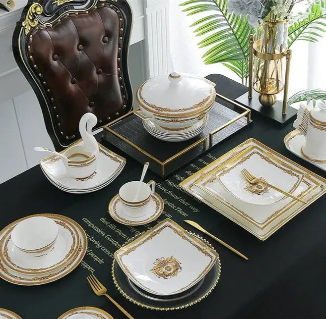 Bone China Deep Dinner Plate 10 Suit Plates 8-Inch Soup Plate For Home Salad Dish Creative Dinner Plate Square Angle Plate - Julia M LifeStyles