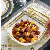 Bone China Deep Dinner Plate 10 Suit Plates 8-Inch Soup Plate For Home Salad Dish Creative Dinner Plate Square Angle Plate - Julia M LifeStyles