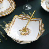 Bone China Deep Dinner Plate 10 Suit Plates 8-Inch Soup Plate For Home Salad Dish Creative Dinner Plate Square Angle Plate - Julia M LifeStyles